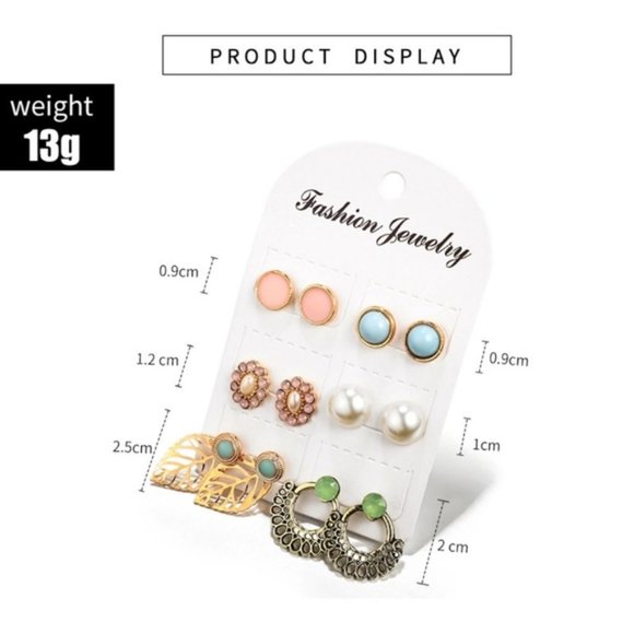 🍒 PASTEL 🍃 6 Stud Set - Picture 2 of 3